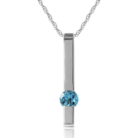 14K. SOLID GOLD NECKLACE WITH NATURAL BLUE TOPAZ